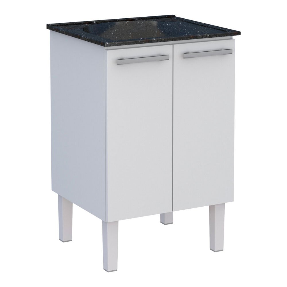Gabinete com Tanque Lavanderia Aço Vênus 60 Cozimax - Preto