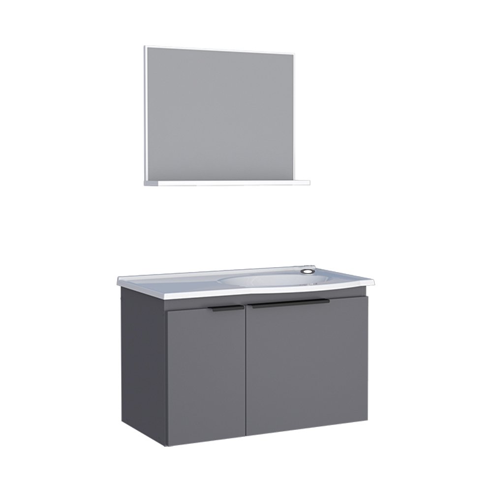 Kit Espelho Com Gabinete Banheiro Madeira Quartzo 60 Cozimax