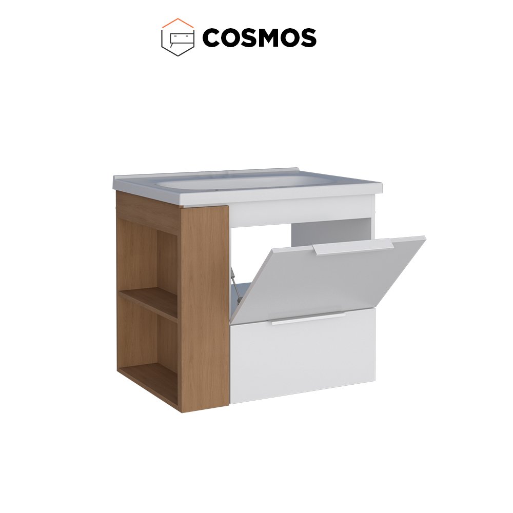 Gabinete Banheiro Madeira Cosmos 60 Cozimax - Lado Esquerdo - 60