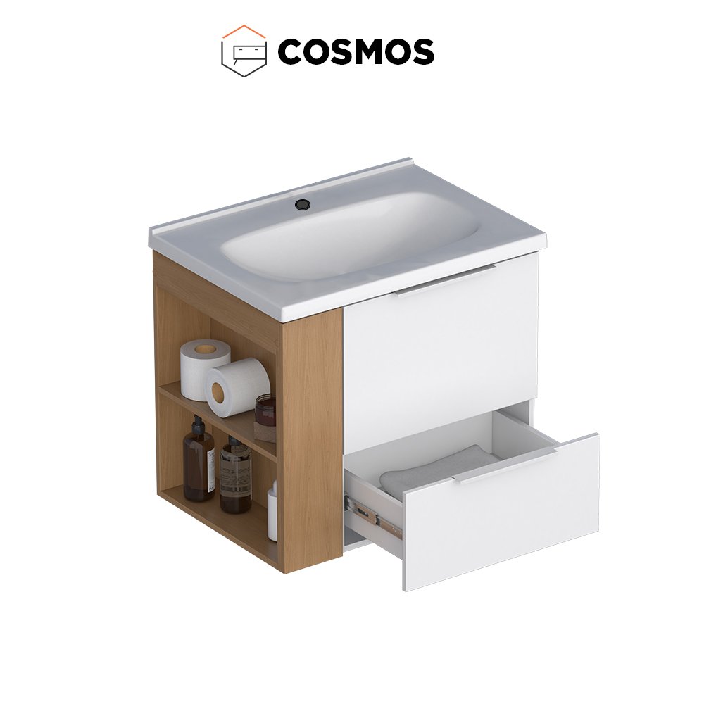 Gabinete Banheiro Madeira Cosmos 60 Cozimax - Lado Esquerdo - 60