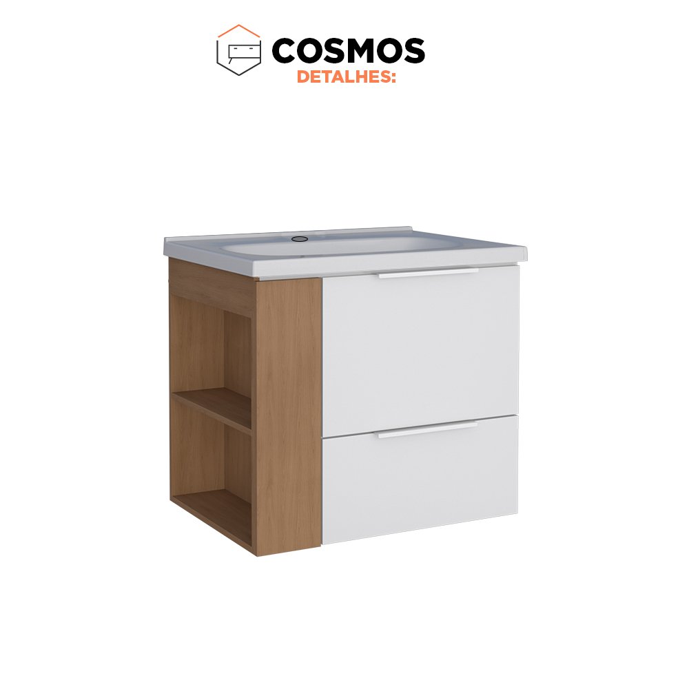 ウィスパーCOSMO Gabinete Banheiro Madeira Cosmos 60 Cozimax - Lado Esquerdo - 60