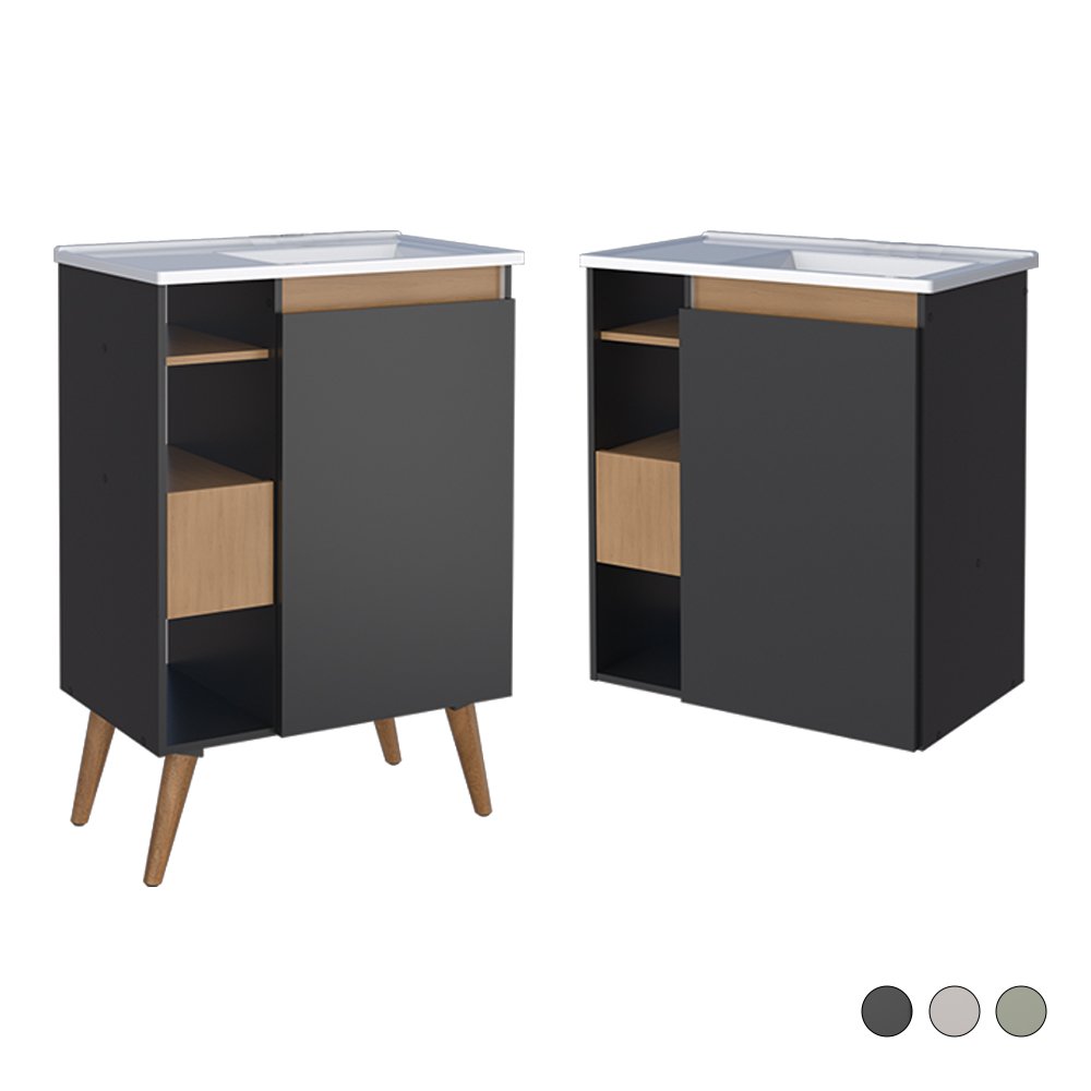 Gabinete Para Banheiro Madeira Lótus 60 Cozimax - Preto com