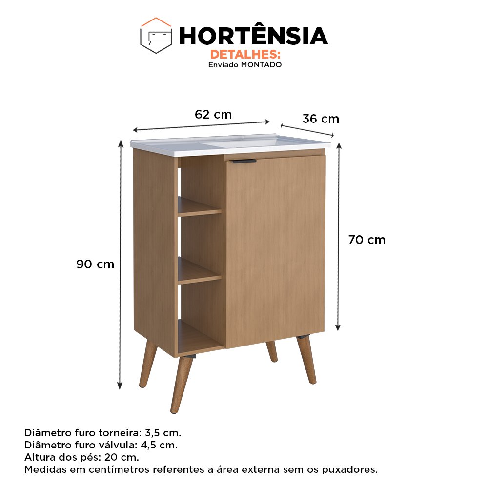 Gabinete Para Banheiro Madeira Hortênsia Cozimax - Jequitibá - 60